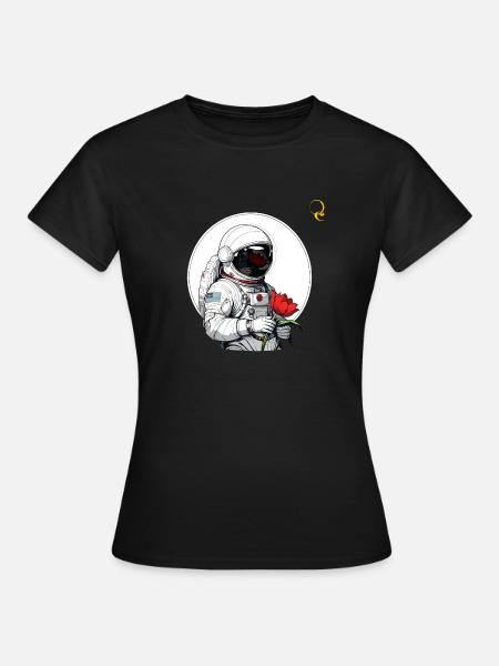 ASTRONAUTE ET TULIPE - T-shirt Femme - noir