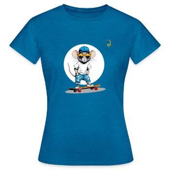 DIE BESONDERE MAUS - Frauen T-Shirt - Antikblaues Saphir meliert - Vorne - AI Model Female 172 dark (172cm)