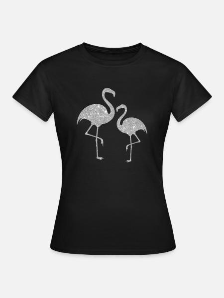 Silberner Flamingo - Frauen T-Shirt - Schwarz