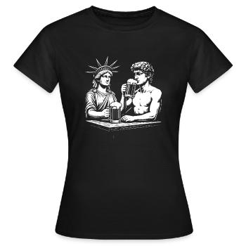 Die Freiheitsstatue und David Michelangelo - Frauen T-Shirt - Schwarz - Vorne - AI Model Female 172 dark (172cm)