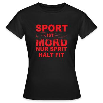 SPORT IST MORD NUR SPRIT HÄLT FIT - Frauen T-Shirt - Schwarz - Vorne - AI Model Female 172 dark (172cm)