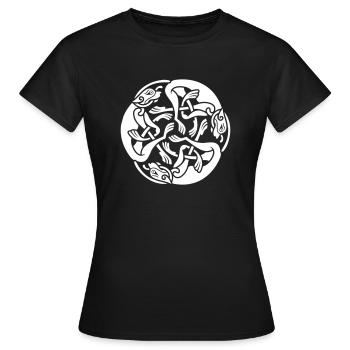 Irlande Ornement celtique Wolfhound Triskele - T-shirt Femme - noir - Devant - AI Model Female 172 dark (172cm)