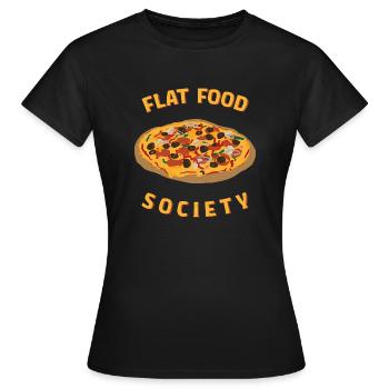 Flat Food Society - Pizza Verschwörungstheoretiker - Frauen T-Shirt - Schwarz - Vorne - AI Model Female 172 dark (172cm)