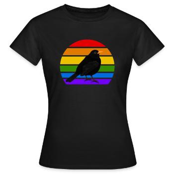 Amsel Vogel Regenbogen Vielfalt Singvogel - Frauen T-Shirt - Schwarz - Vorne - AI Model Female 172 dark (172cm)