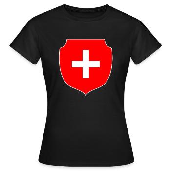 Schweizer Wappen - Frauen T-Shirt - Schwarz - Vorne - AI Model Female 172 dark (172cm)