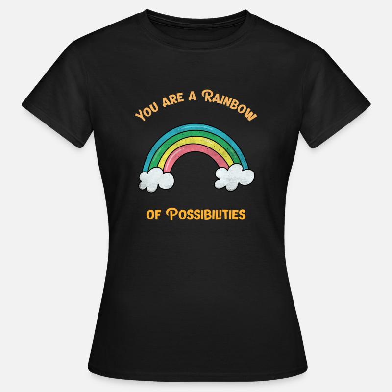 Du er en regnbue af muligheder. Positive ord - Dame-T-shirt - sort