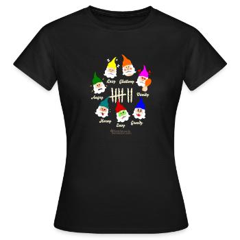 Geek Design Sept Nains Sept Péchés Capitaux - T-shirt Femme - noir - Devant - AI Model Female 172 dark (172cm)