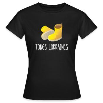 tongs lorraines - T-shirt Femme - noir - Devant - AI Model Female 172 dark (172cm)