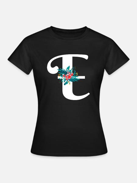 Buchstabe E geblümt - Frauen T-Shirt - Schwarz