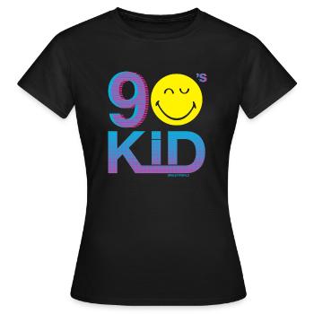 SmileyWorld 90s Kid - T-shirt Femme - noir - Devant - AI Model Female 172 dark (172cm)