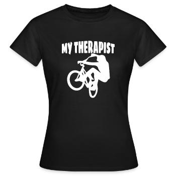Mein Therapeut Mountainbike - Frauen T-Shirt - Schwarz - Vorne - AI Model Female 172 dark (172cm)