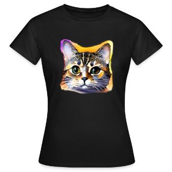 Katzengesicht 4 - Frauen T-Shirt - Schwarz - Vorne - AI Model Female 172 dark (172cm)