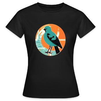 Autocollant d’oiseau - T-shirt Femme - noir - Devant - AI Model Female 172 dark (172cm)