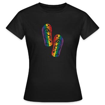 Pantoufles colorées - T-shirt Femme - noir - Devant - AI Model Female 172 dark (172cm)