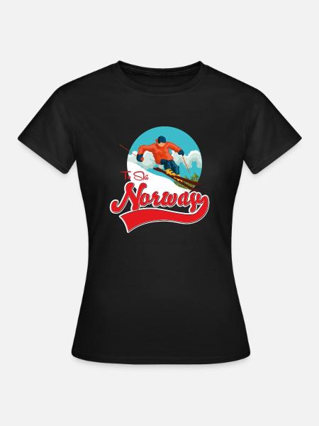 Norway to Ski alpine ski travel sports logo. - Women's T-Shirt - black