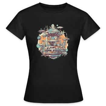Ville futuriste - T-shirt Femme - noir - Devant - AI Model Female 172 dark (172cm)