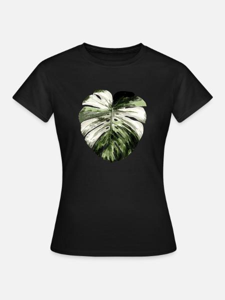 Monstera deliciosa albo variegata Fan - Frauen T-Shirt - Schwarz