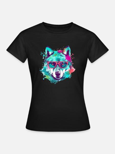 Der Wolf mit der rosaroten Brille - Frauen T-Shirt - Schwarz