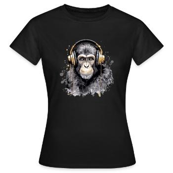 Kili le singe audiophile - T-shirt Femme - noir - Devant - AI Model Female 172 dark (172cm)