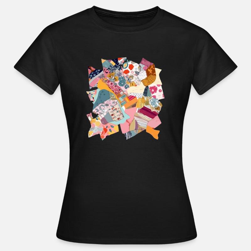 Stoff-Patchwork Nr. 2 - Frauen T-Shirt - Schwarz