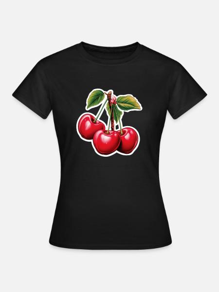 Kirschen Drilling - Frauen T-Shirt - Schwarz