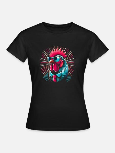 Fashion Rooster with Glasses - Women's T-Shirt - black