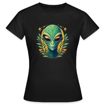 Natur Außerirdischer Grünes Alien Gesicht - Frauen T-Shirt - Schwarz - Vorne - AI Model Female 172 dark (172cm)