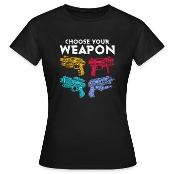 Choisissez votre arme pistolet à eau d’été - T-shirt Femme - noir - Devant - AI Model Female 172 dark (172cm)