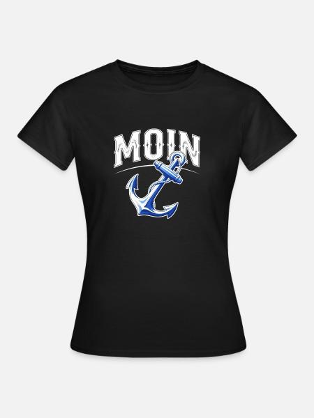 Moin Anker Maritimer Norddeutscher Gruß - Dame-T-shirt - sort