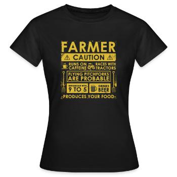 Farmer: Caution! - Women's T-Shirt - black - Front - AI Model Female 172 dark (172cm)