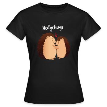 Hedgehugs | Cute Hedgehog Love Couple - T-shirt Femme - noir - Devant - AI Model Female 172 dark (172cm)