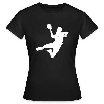 Handballerin Handballspielerin Sprungwurf Block - Frauen T-Shirt - Schwarz - Vorne - AI Model Female 172 dark (172cm)