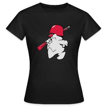 Schneemann soldat gewehr flinte - Frauen T-Shirt - Schwarz - Vorne - AI Model Female 172 dark (172cm)