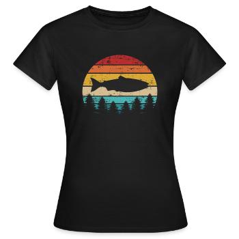 Lachs - Frauen T-Shirt - Schwarz - Vorne - AI Model Female 172 dark (172cm)