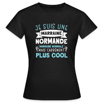 Cadeau noël marraine normande cool - T-shirt Femme - noir - Devant - AI Model Female 172 dark (172cm)