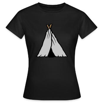 Excursion sous tente primitive - T-shirt Femme - noir - Devant - AI Model Female 172 dark (172cm)