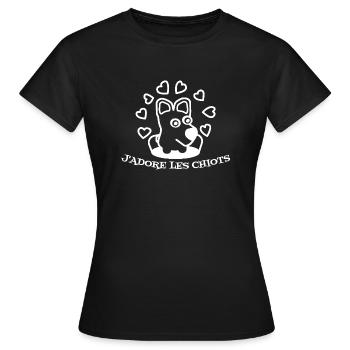 j'adore les chiots - T-shirt Femme - noir - Devant - AI Model Female 172 dark (172cm)