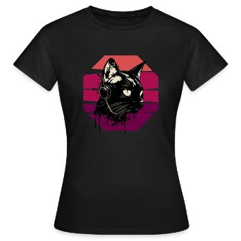 Cat Wearing Headphones | cat wearing earphones - Women's T-Shirt - black - Front - AI Model Female 172 dark (172cm)