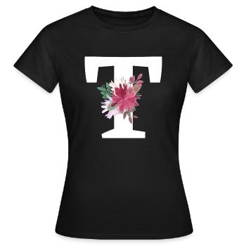 Buchstabe t blumig - Frauen T-Shirt - Schwarz - Vorne - AI Model Female 172 dark (172cm)