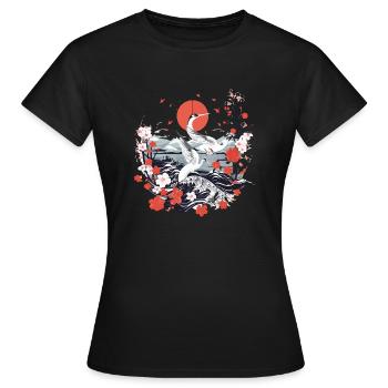 Folklore japonais - T-shirt Femme - noir - Devant - AI Model Female 172 dark (172cm)