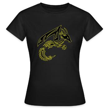 Dragon tribal noir et jaune - T-shirt Femme - noir - Devant - AI Model Female 172 dark (172cm)