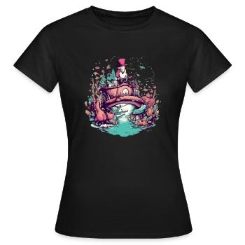 Der Fluss und der Prior - Frauen T-Shirt - Schwarz - Vorne - AI Model Female 172 dark (172cm)