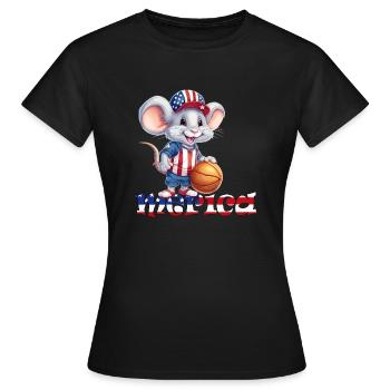 Merica Independence Day 4th of Juillet Baseball Mouse - T-shirt Femme - noir - Devant - AI Model Female 172 dark (172cm)