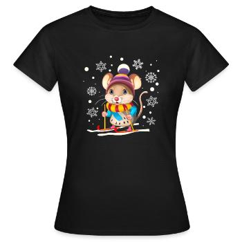 Little Mouse in the Snow - Women's T-Shirt - black - Front - AI Model Female 172 dark (172cm)