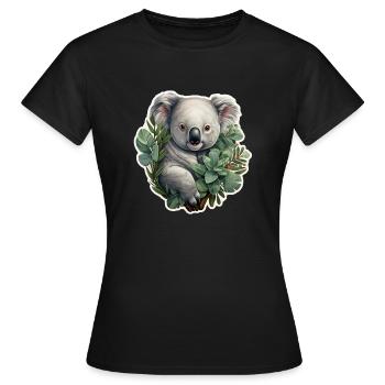 Koala with eucalyptus - Women's T-Shirt - black - Front - AI Model Female 172 dark (172cm)
