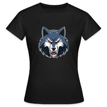 Loup gris en colère - T-shirt Femme - noir - Devant - AI Model Female 172 dark (172cm)