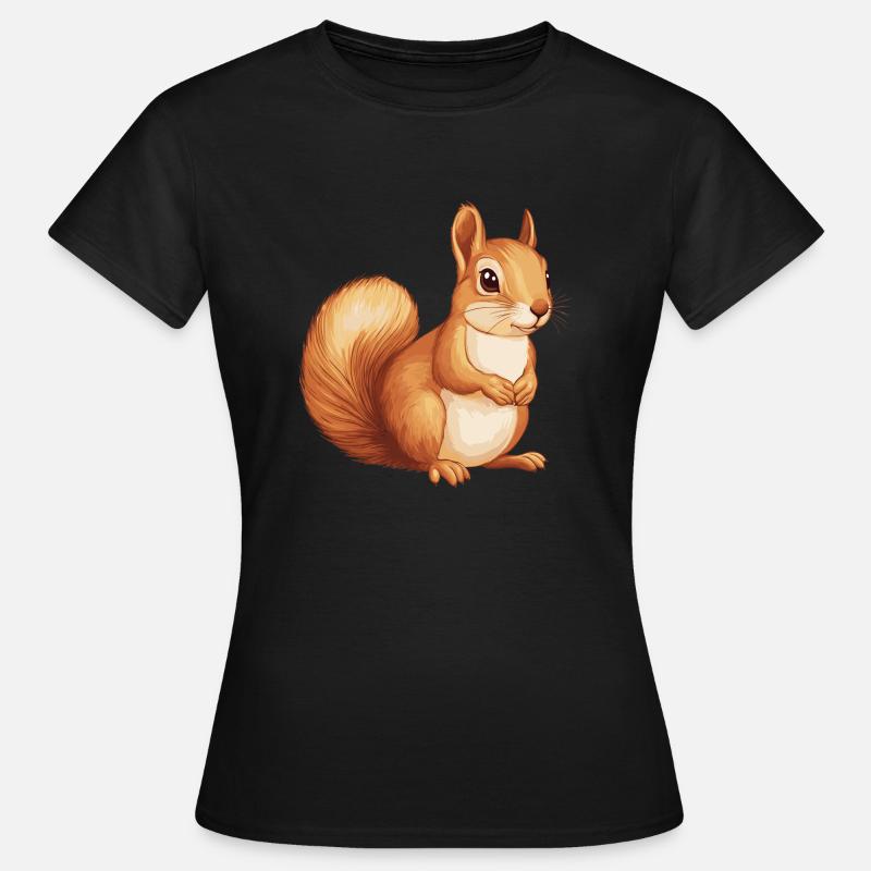 Eichhörnchen - Dame-T-shirt - sort