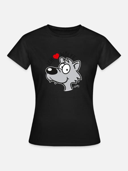 Ich liebe Wölfe - Frauen T-Shirt - Schwarz