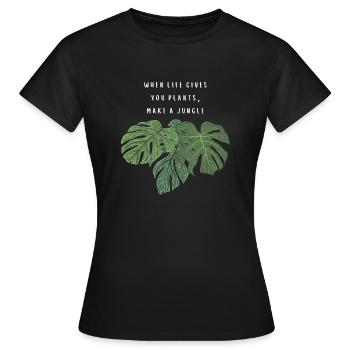 when life gives you plants make a jungle - white - Women's T-Shirt - black - Front - AI Model Female 172 dark (172cm)