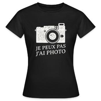 Je peux pas j'ai photo - Vintage photo - T-shirt Femme - noir - Devant - AI Model Female 172 dark (172cm)
